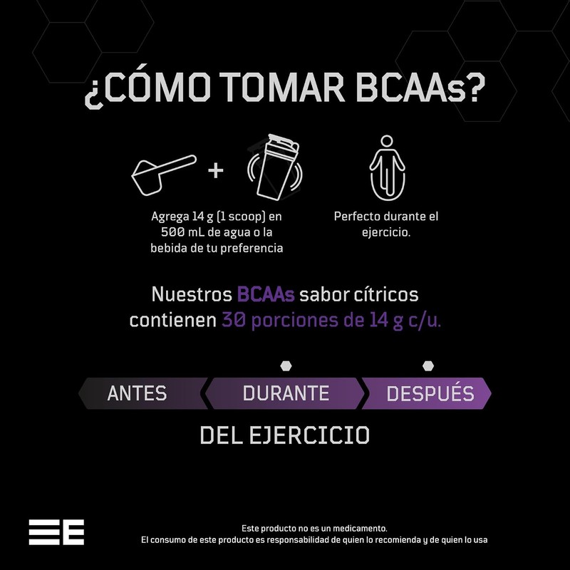 ELEMENTAL BCAA + Glutamina 420g 30 Porciones Sin Azúcar Cítricos