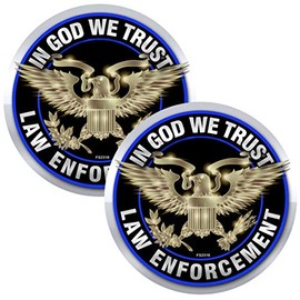 Gold Eagle - in God We Trust Law Enforcement Stickers 2 Pack