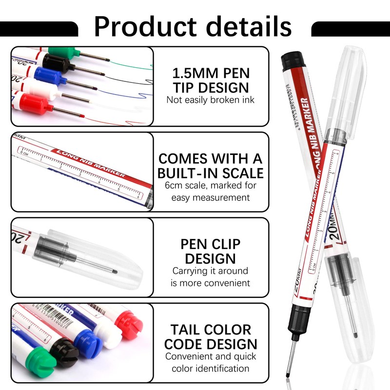 Pack of 5 Deep Hole Markers, 20 mm Drill Hole