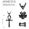 ADMETUS Black Ankh Necklace Men Sterling Silver Egyptian Ankh Necklace