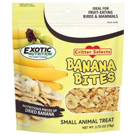 Exotic Nutrition Banana Bites - Healthy Natural Dried Fruit Treat - for Chinchillas, Ferrets, Parrots, Hamsters, Hedgehogs, Guinea Pigs, Rabbits, Prairie Dogs, Degus & Other Small Pets (2.75 Ounce)
