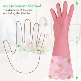 Yiomxhi Household Cleaning Gloves 3 Pairs Reusable Dishwashing Gloves Latex Free, Non-Slip Kitchen Gloves with Cotton Lined, Waterproof Dish Washing Gloves