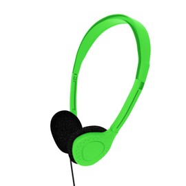 Maeline Bulk Classroom Student Headphones On Ear Stereo Headphones Adjustable Band & Foam Cushions for Kids Online Learning, Library, School, Airplane, Travel - 3.5mm Plug - 1 Pack - Green