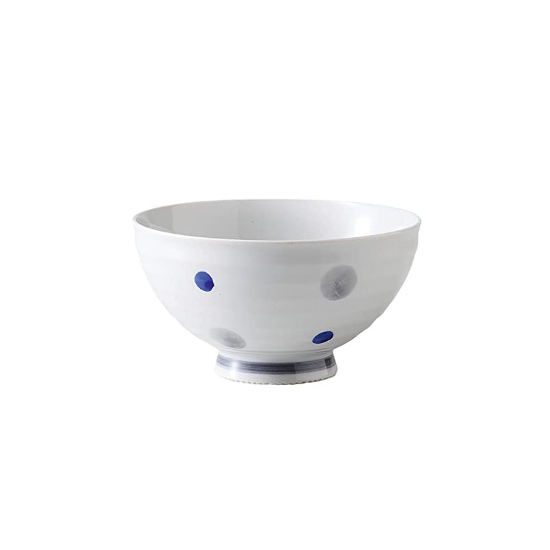 Nishiki Pottery 74068 Arita Ware Rice Bowl, Large, Gray Polka
