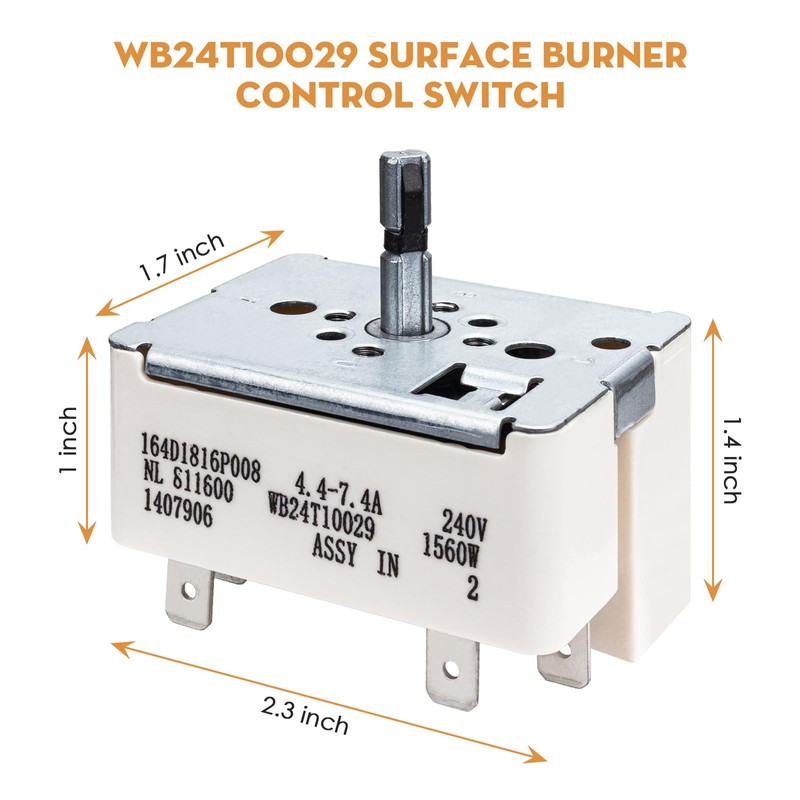 WB24T10029 Range Switch Surface Burner Infinite Switch Control Switch Replacement