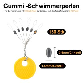 Realure 150/300pcs Rubber Stopper Fishing 6 in 1 Rubber Beads Fishing Small Line Stoppers Fishing Trout Stopper Fishing for 0.1-0.43mm Line Stopper Fishing and Sinker Stops Oval (150pcs, S)