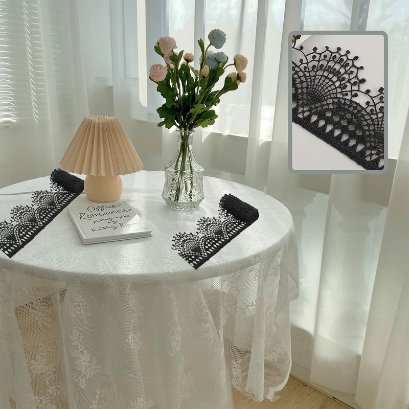 5 Yards Black Embroidered Lace Trim Crochet Lace with Non-Elastic