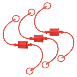 PATIKIL 3/4" ISO-A Hydraulic Coupler Male Dust Cap and Female Plug Cover, Set of 3 Rubber Quick Disconnects Port Plug Cover Fittings Red Cap with Retention Ring