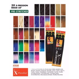 SENSATIONNEL X-pression Expression 100% Kanekalon 3X Braid Hair Pre-Stretched 58" #1B