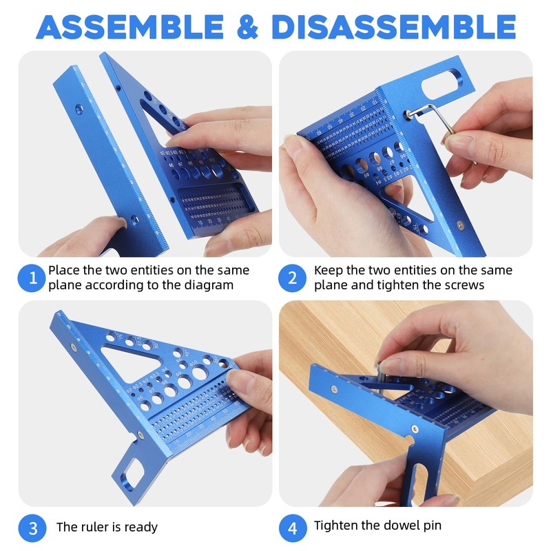 3D Carpenter's Square Multifunctional 22.5-90 Angle Measure Aluminium Alloy Measuring