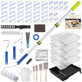 INCLY 34PCS Paint Roller Kit with Extension Pole, 2 to 4 Ft Pole