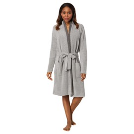 Barefoot Dreams CozyChic Ultra Lite Tipped Ribbed Short Robe (US, Alpha, Small, Medium, Regular, Regular, Dove Gray/Mineral)