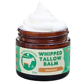 Apothecary Prairie Whipped Tallow Balm (Unscented) - 100% Grass-Fed Beef Tallow and Infused With Organic Sunflower Oil For Total Body Use on Dry Skin, Sunburns, Eczema and Rashes - (2oz)