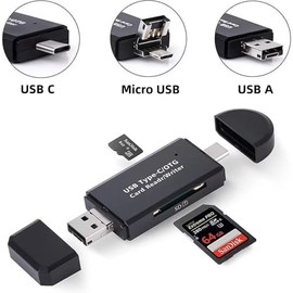 mornwell 2 en 1 Lector de Tarjetas SD,Adaptador SD/Micro SD/TF a OTG USB 2.0/Tipo C y Micro USB,Card Reader Compatible con SDXC/SDHC/MMC/Windows/Xiaom