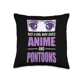 Anime Lover Pedal Boat Japanese Emotional Canoe Girl Who Loves Pontoons Anime Lover Japanese Throw Pillow, 16x16, Multicolor