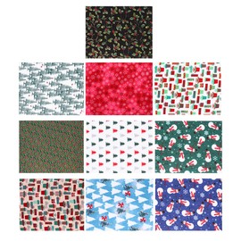 Milisten 10 Sheets Christmas Cotton Fabric Bundles Square Christmas Tree Quilting Patchwork Precut Santa Claus Printed Fabric Scraps for Christmas Sewing DIY Crafts 20x25cm