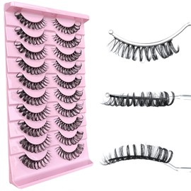 Russian D Curl Strip Lashes Fluffy False Eyelashes Natural Lashes 15-20mm Fake Lashes Pack Volume Eye Lashes 10 Pairs Faux mink lash Multipack