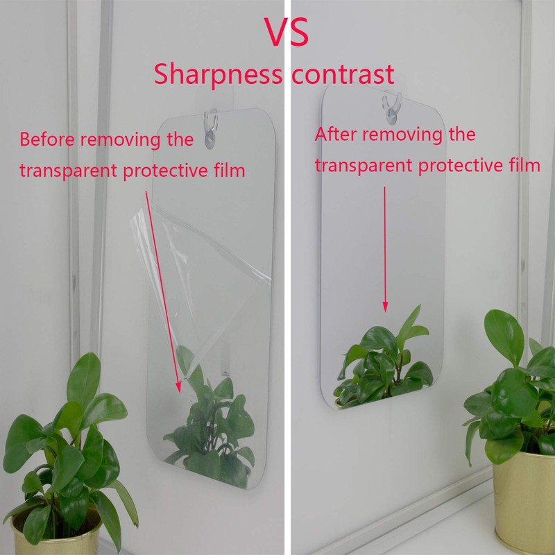 APHUIME Fogless Shower Mirror (11inX7.48in), Anti-Fog Frameless Wall Hanging Makeup