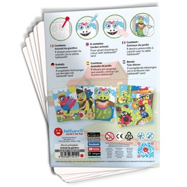 Sabbiarelli Sand-it For Fun - Album Garden Animals: 7 Pre-Glued Drawings, for Painting with Sand (Sand Not Included), Sand Pictures for Children from 3+