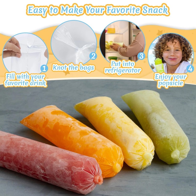 Maqihan 100 Ice Candy Plastic Bags - 4X12 Bolsas Para