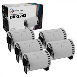 LD Compatible Paper Tape Roll Replacement for Brother DK-2243 4 in. x 100 ft. (White, 5-Pack) Compatible with Brother P-Touch QL Printers: 1050, 1050N, 1060N