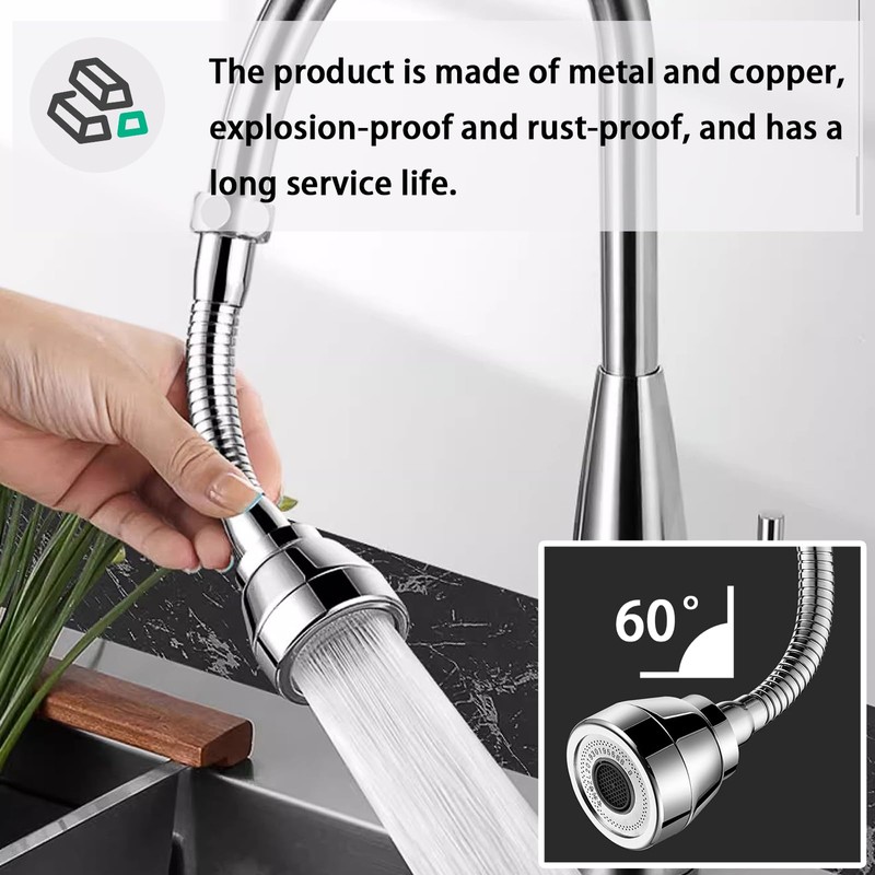 Swivel Tap Attachment, Kitchen Tap Attachment, 3 Modes Tap Extension,