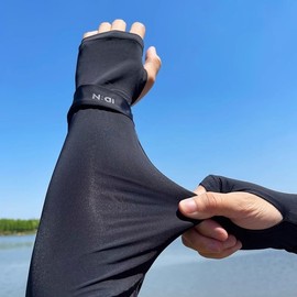 Men's Ice Silk UV Protection Cool Sleeves for Summer - Loose Outdoor Hand & Arm Covers Black Finger Sleeve 15ea