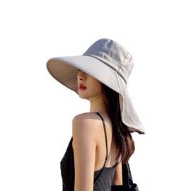 Women's UV Cut Hat, Wide Brim, Up to the Neck, Small Face Effect, Bicycle Hat, Neck Cover, Sun Protection, Safari Hat, Cool to Touch, Completely Blackout, Sun Protection Hat, Includes Chin Strap,