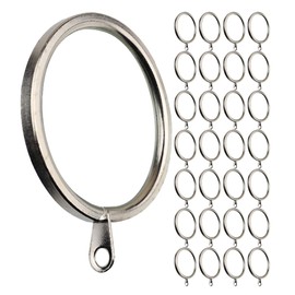 Meriville 28 pcs Satin Nickel 2-Inch Inner Diameter Metal Flat Curtain Rings with Eyelets