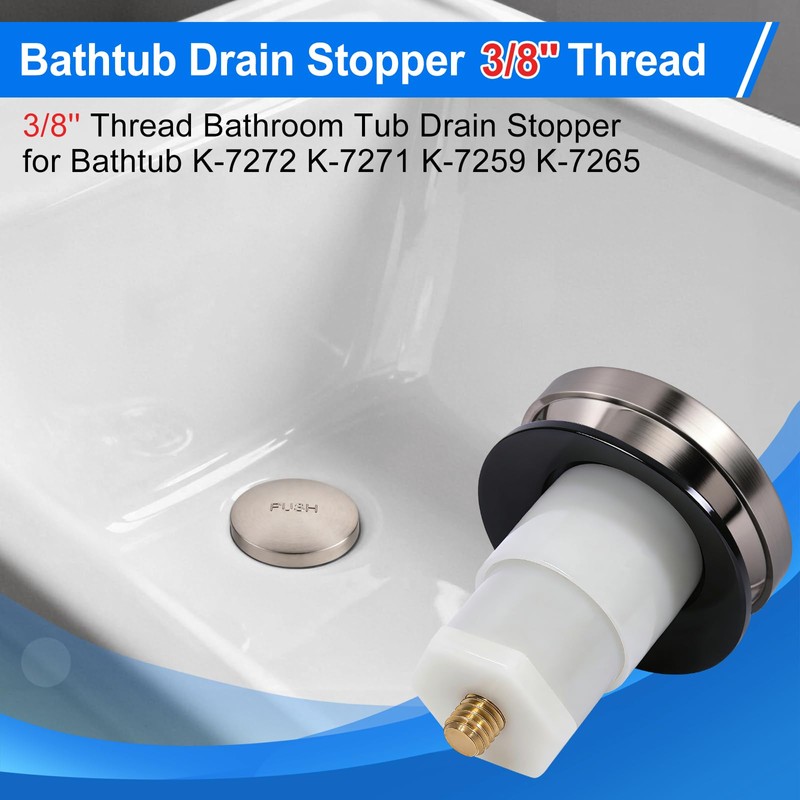 1 Pack 1068204 Tub Drain Stoppe and Brushed Nickel Cover,