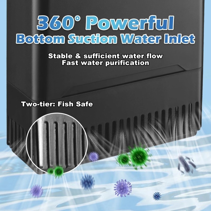 TARARIUM Turtle Tank Filter Aquarium Filter w/ Detachable U-V Light