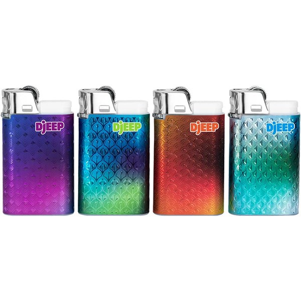 DJEEP Pocket Lighters, Limited Edition Collection Textured Metallic, Geometric Unique Lighters, 4 Count Pack of Disposable Lighters