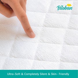 Biloban Waterproof Bassinet Mattress Pad Cover 2 Pack, Ultra Soft Bamboo Surface, Quilted Bassinet Mattress Protector Fit for 36"x18" Standard Cradle Bassinet Mattress, White