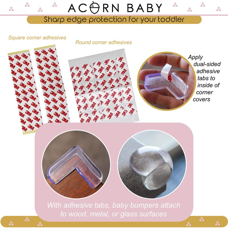 Acorn Baby Clear Corner Guards - 20pk Round and Square