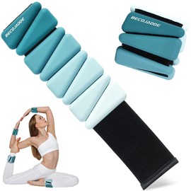 BECOJADDE Wrist Weights for Women At Home 2Lbs Ankle Weights Set of 2 Adjustable Weighted Wristbands Arm Leg Weights for Women Men Suitable for Walking Swimming Running Pilates Yoga Gym, Peacock Green