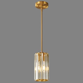 zhllmq Gold Pendant Lighting Modern Pendant Light Mini Crystal Chandeliers Adjustable Pendant Light Fixture for Kitchen Island Dinning Room Corridor Bedroom (Gold 1-Light)