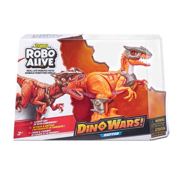 ZURU - Robo Alive - Dino Wars Raptor - Robot Dinosaure - 4 Armures - Mouvements réalistes - Sonores - 7133