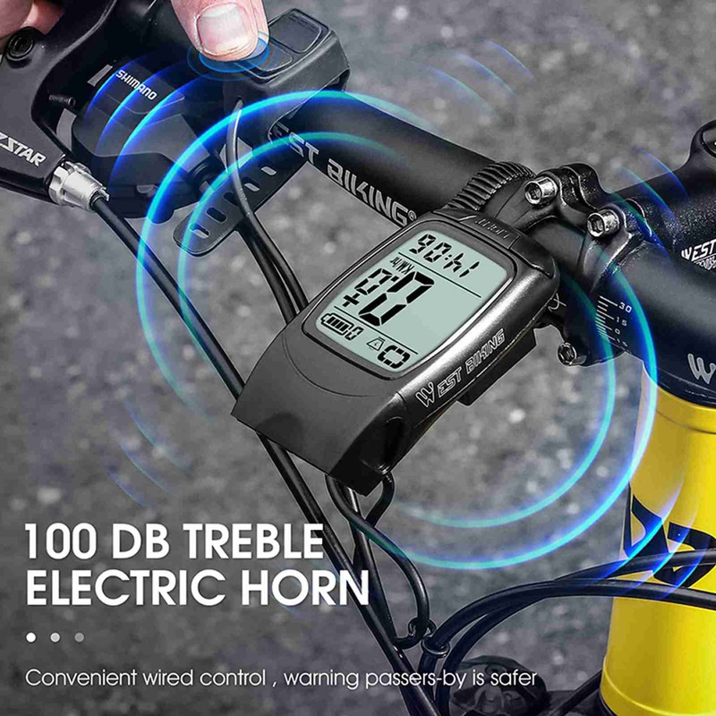 3 in 1 Bike Computer with Headlight Horn IP64 Multifunction