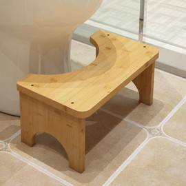 XHYASD Bamboo Toilet Stool, Natural Toilet Stool with Non-Slip Pads, Ergonomic Toilet Stool for Bathroom, Toilet Stool for Fights Constipation, Bloating, Comfortable Excretion