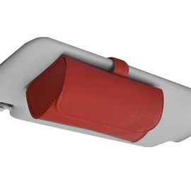 Cicogna Car Glasses Holder, Sunglasses, Glasses, Storage Case, PU, General Purpose, Car Sun Visor, Easy Installation, Simple (Red)