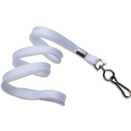 White Flat Non-Breakaway Lanyard With Steel Swivel Hook 2135-3508