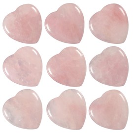 rockcloud 10PCS Heart Shaped Rose Quartz Cabochons Flatback Stone, Natural Crystal Love Heart Flat Gemstone for DIY Jewelry Making, Art Project