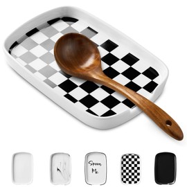 ABRUTY Spoon Rest for Stove Top, Ceramic Spoon Holder for Counter, Modern Farmhouse Decor Accessories for Spatula, Spoons or Tongs