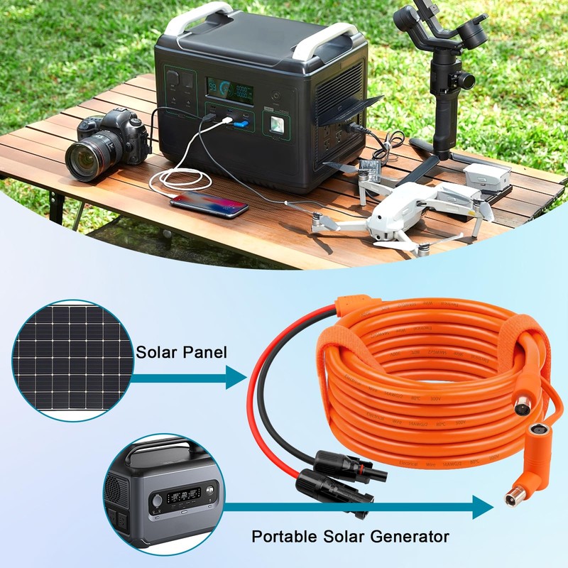 XRDS -RF Solar Panel to DC 8mm Adapter Cable 25FT,