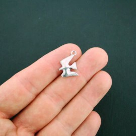 Unbranded 10 Dove Charms Antique Silver Tone 2 Sided - SC5931