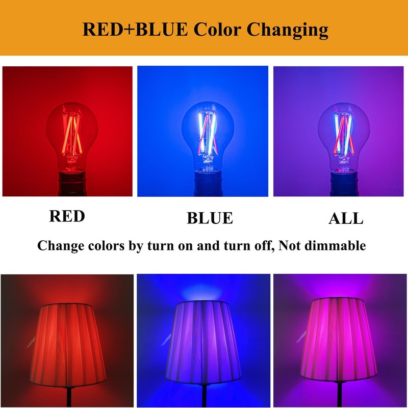 SHUWDKAR 3 Color Temperature LED Bulb E26 Medium Base, Red