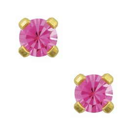 Studex Tiny Tips 3mm October/Rose CZ Birthstone Gold Plated Childrens Hypo-allergenic Stud Earrings