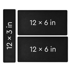 WANGCHAO Bar Mat Set - 8mm Thick Anti-Skid Non-Toxic Rubber Bar Mat for Home Bar, Countertop, Restaurants, Coffee Bar Mat - Premium Rubber Bar Service Spill Mat (3 pack) (2PCS12 "x 6" +12 "x 3")