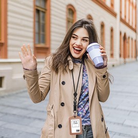 Fishent Breakaway Neck Lanyards for ID Badges, Adjustable Sturdy Round Cord Heavy Duty Key Lanyard with Detachable Buckle for Men Women Car Keys Card Holder (Black)