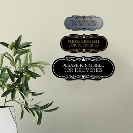 Signs ByLITA Designer Please Ring Bell for Deliveries Sign (Red) - Small